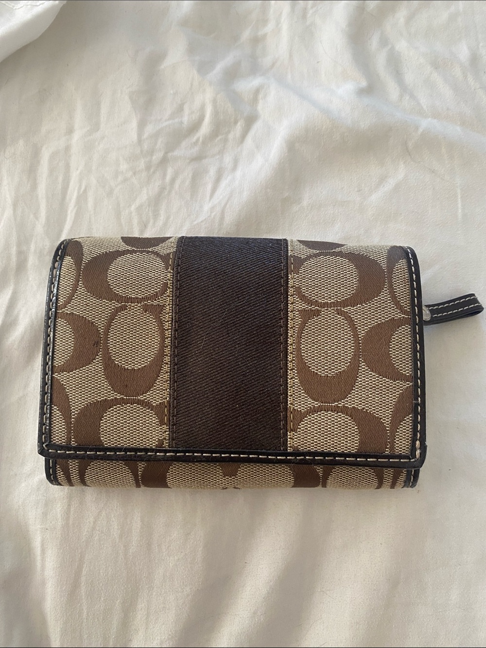 Coach Brown Signature Canvas Trifold Wallet new with tags never used